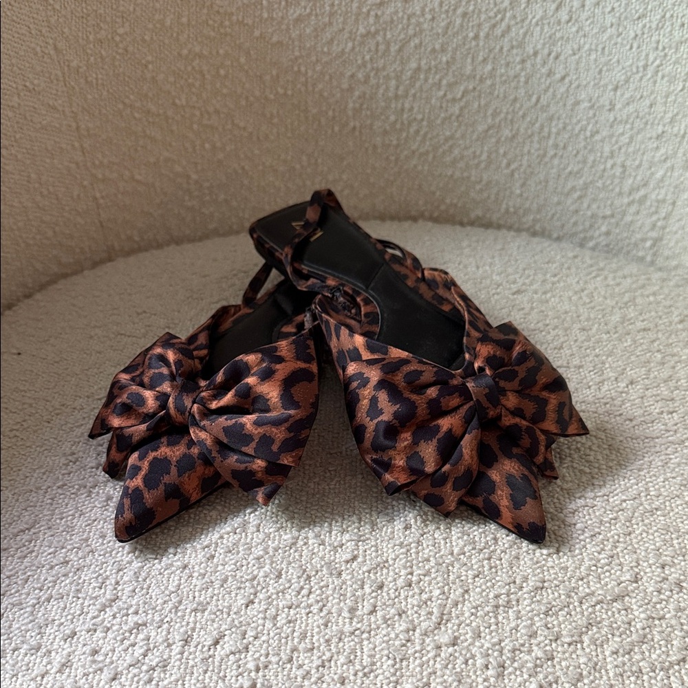 Zara Leopard Print Flats with Bow
